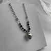 Fashion Sweet Cool Heart Pendant Necklace Choker Neck Chain Elegant Clavicle Chain Handmade Beaded Necklace Y2K Jewelry