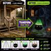 Large20 Inch Halloween Cauldron with LED Lights, Light Up Tripod Stand for Outdoor Yard Decor, Spooky Candy Bowl for Party Prop, Black Plastic