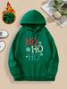 Plus Size Christmas Hoodie Sweatshirt for Women - Casual Polyester Hooded Pullover with Long Sleeves, Front Pocket, Slight Stretch