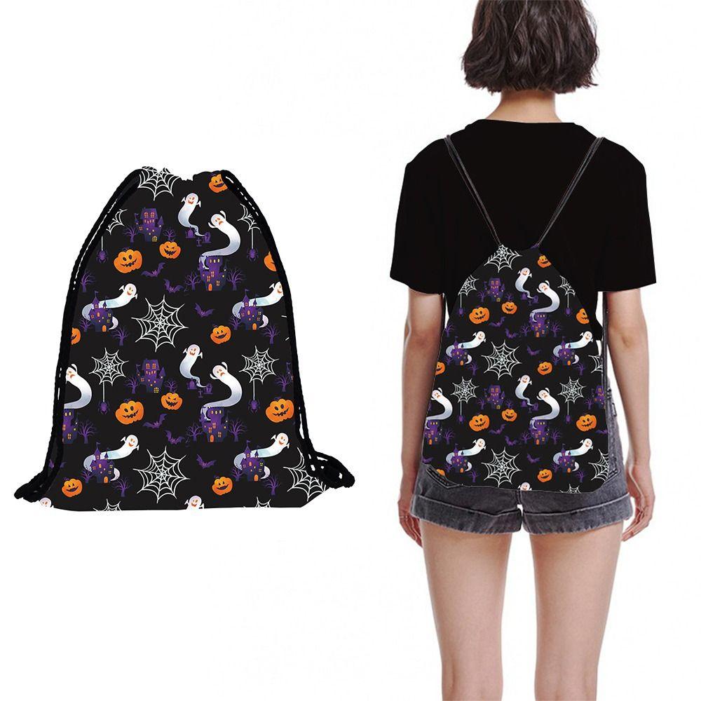 

Creative Drawstring Bag Portable Sports Gym Sack Sturdy Halloween Backpacks Happy Halloween Drawstring Backpack