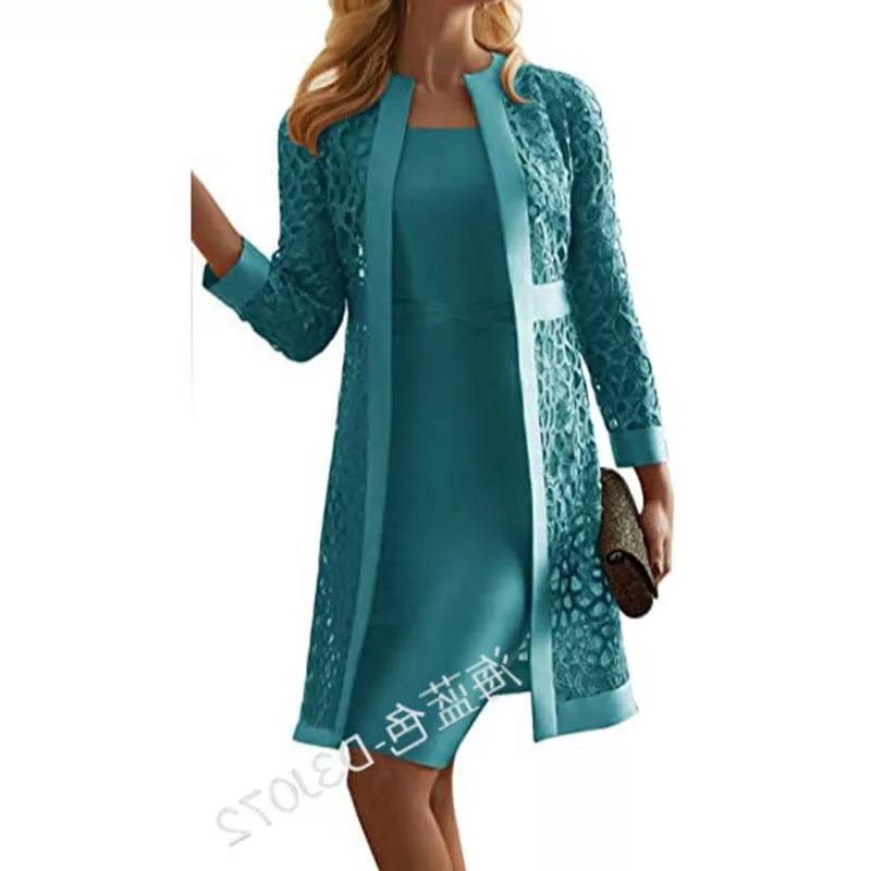 Women's Lace Cardigan Dress with Two Coats - Colorful New Design
