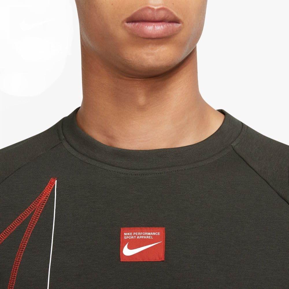 Nike Fleece Sweatshirt and Pants Size Men's Dri-Fit Set, Olive/Khaki, XL, DQ6623-355/DQ6615-355