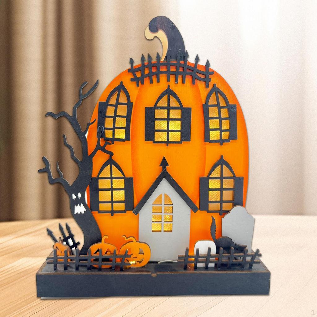 Halloween Led Pumpkin Ornament Decoration Handmade Sculpture for Centerpiece Coffee Table