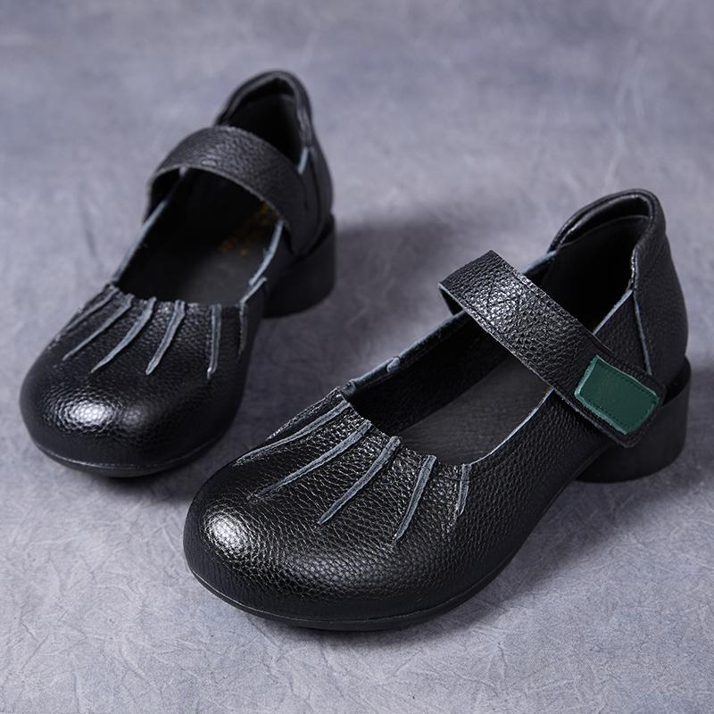 Fashion GKTINOO 2025 Spring Pleated Genuine Cow Leather Shoes Women Shoes Elegant Fashion Shoes Woman Retro Handmade Shoes High Heels