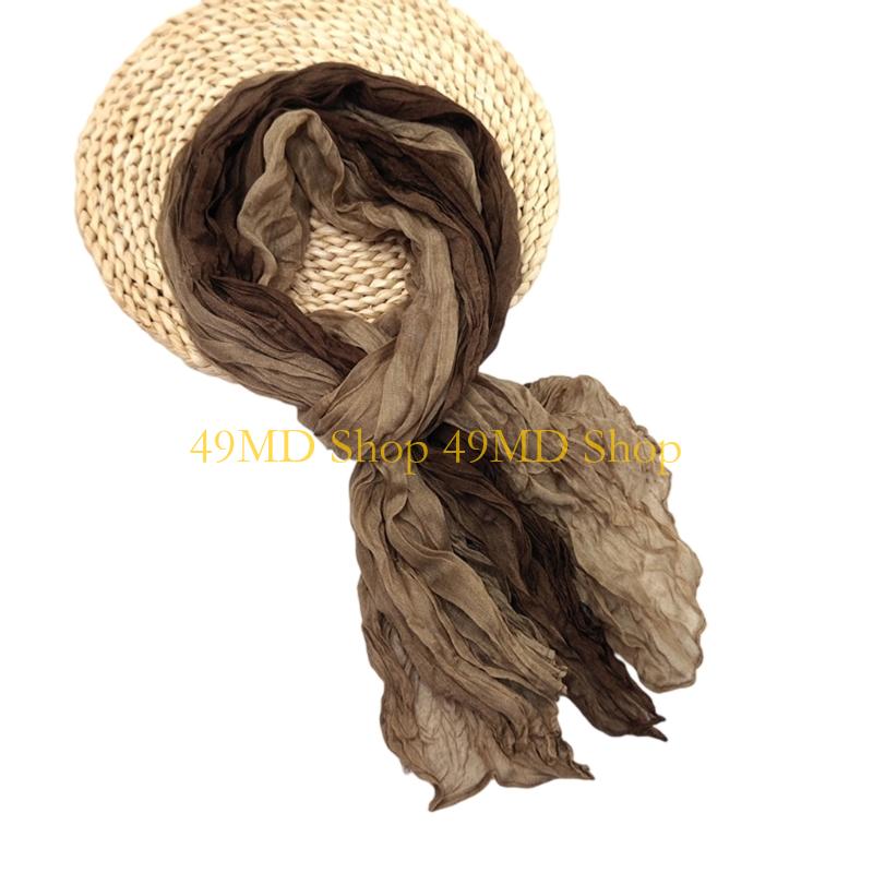 49MD Fashion Crinkled Scarf Stylish Layering Neckwear Polyester Long Scarf For Women