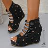Plus Size Shoes for Women 36-43 Summer Fashion Platform Wedge Comfortable Non-slip Sandals Peep Toe Party Evening Shoes