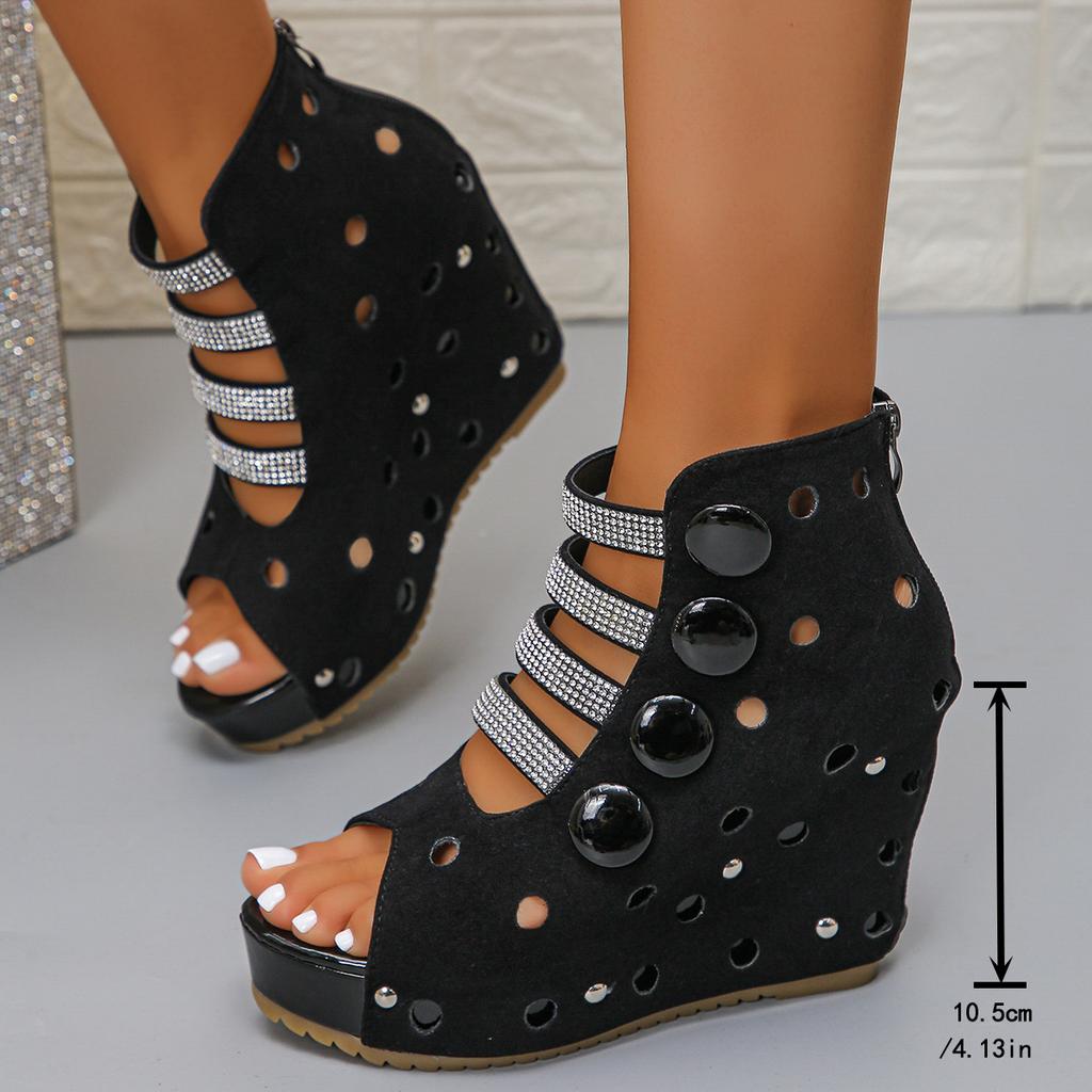 Plus Size Shoes for Women 36-43 Summer Fashion Platform Wedge Comfortable Non-slip Sandals Peep Toe Party Evening Shoes