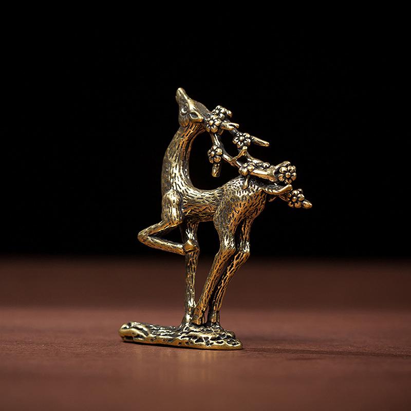 

Креативный офисный настольный чайный питомец мини латунный олень сика украшения дом фэн-шуй декоративные поделки латунный