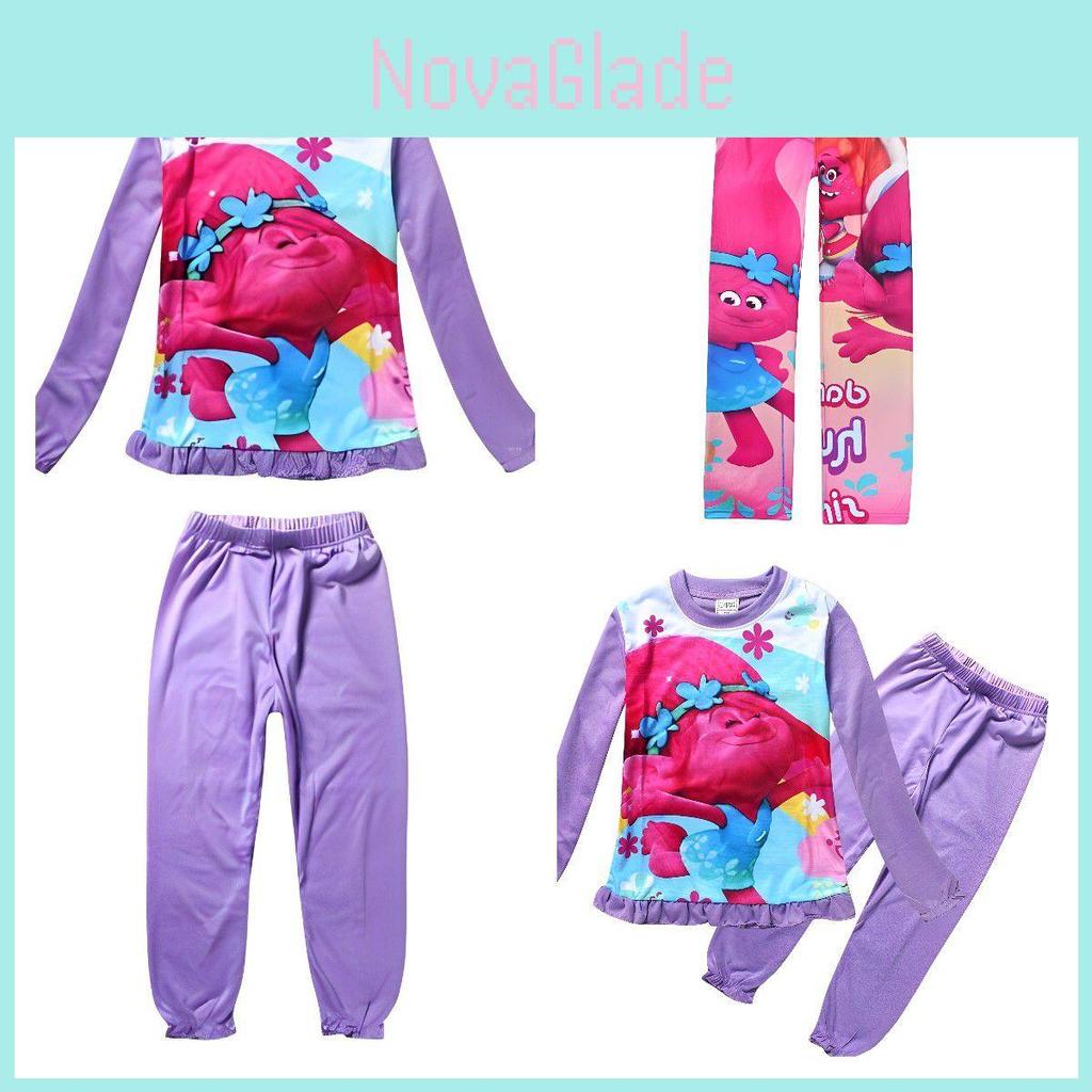 Adorable Trolls Kids Girl Cartoon Winter Sleepwear Pyjamas Tracksuits Nightwear Nightgown