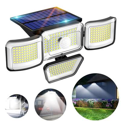 288/278LED Venkovní solární světla 4 hlavy nastavitelné pohybové čidlo nástěnné svítidlo IP65 vodotěsné zahradní venkovní osvětlení nástěnná světla