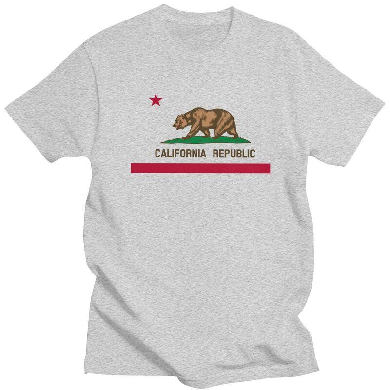 Custom Bear California Republic Flag T Shirts Men 100 Cotton Tee Tops Tshirts Short Sleeve Fashion Tshirt Clothes