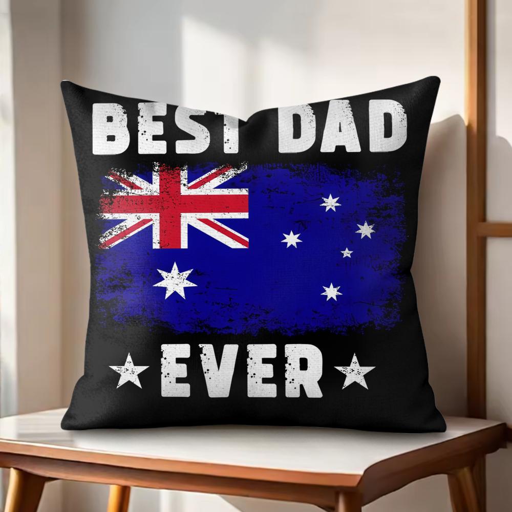 Best Dad Ever Cushion Cover Natural Linen Organic Fabric DoubleSided Printing Couch Pillow Covers Home Decor