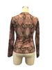 Frühling Damen Paisleymuster Stehkragen Netz Langarm T-Shirt Top Damen Mode Täglich Basic Büro Dame Lässig Enganliegend Damen Elegantes Top