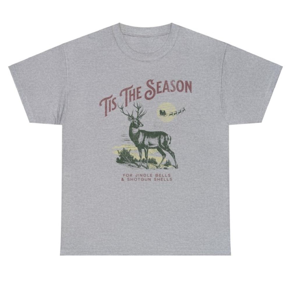 

Tis The Season for Jingle Bells and Shotgun Shells Tshirt Funny Deer Hunting Christmas Graphic T Shirts Woman Man Casual Cotton 4XL