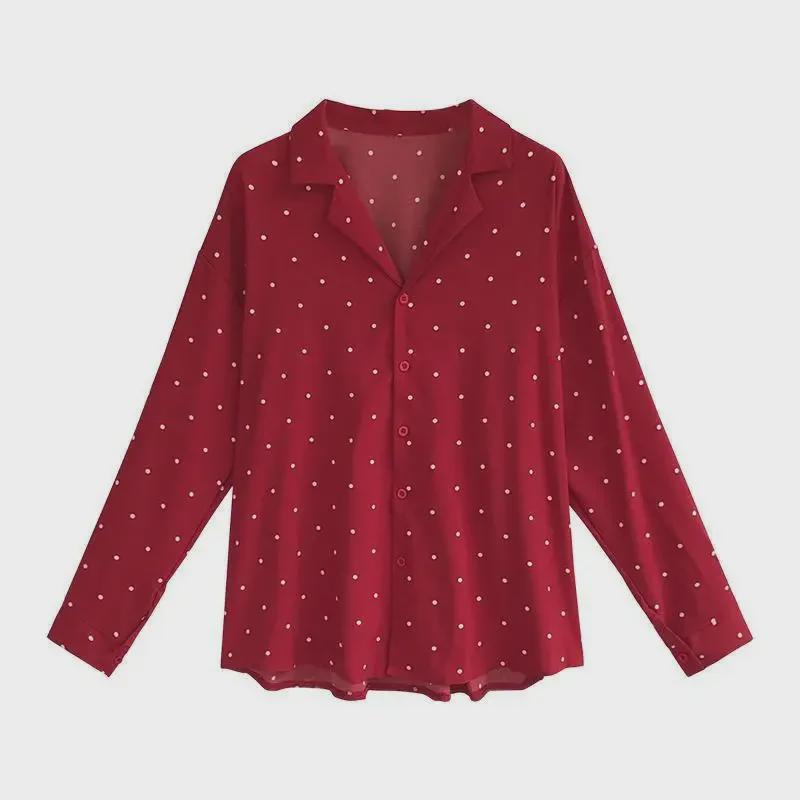 Early Autumn Women's Polka Dot Chiffon Shirt - Long-Sleeved Hong Kong & Korean Style