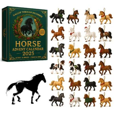 24 Day Horse Surprise Advent Calendar Acrylic Holiday Countdown Decoration With Educational Souvenir Features