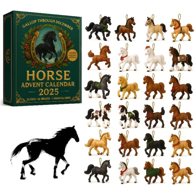 

24-денний Кінський Сюрприз Адвент-Календар Акрилова Святкова Прикраса для Відліку Днів З Освітніми Сувенірними Елементами 1