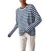 Round Neck Knit Striped Jumper Spring Summer Hundred Classic Retro Striped Pullover Jumper Women Blend Comfortable Undercoat Long Sleeves Sweater