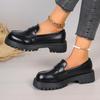 British Style Platform Loafers Women 2024 Plus Size Round Toe Single Shoes Woman Thick Bottom Pu Leather Shoes