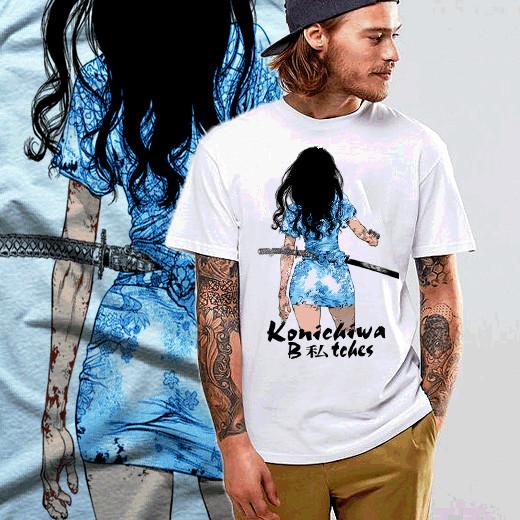 

Anime T-Shirt retro gogo yubari japanese kanji japan greeting samurai swordwoman S