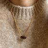 18k real gold electroplated tiger's eye stone pea pendant necklace Maillard collarbone chain niche neck chain