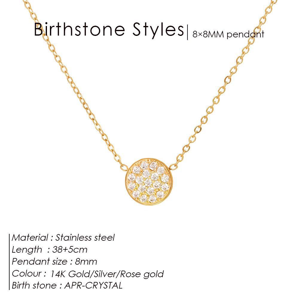 Vielseitige Edelstahlkette mit vollem Diamantanhänger und Dezember-Geburtsstein