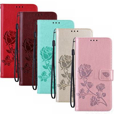 Läderplånboksfodral med rosmönster för Motorola Moto G06 G56 G82 G32 G86 Oneplus Nord CE 2 3 4 Lite 5G Google Pixel 10 iPhone 17 Cover Funda