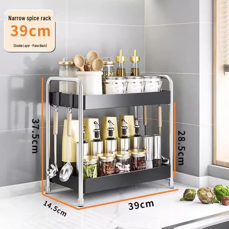 Countertop Bamboo & Stainless Steel Spice Rack