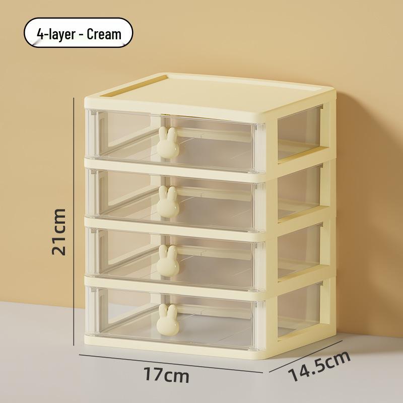 Cartoon Rabbit Transparent Mini Desk Storage Box with Drawers