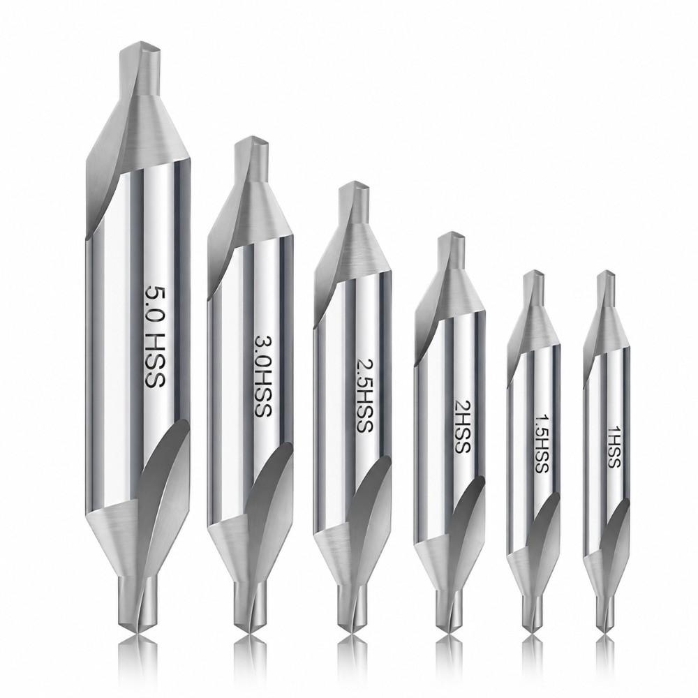New HSS Material Center Drill Bit 1/1.5/2/2.5/3/3.15/4/5/6/8mm 60 Degree Angle Core Drill Bit Countersink Bit CNC Processing