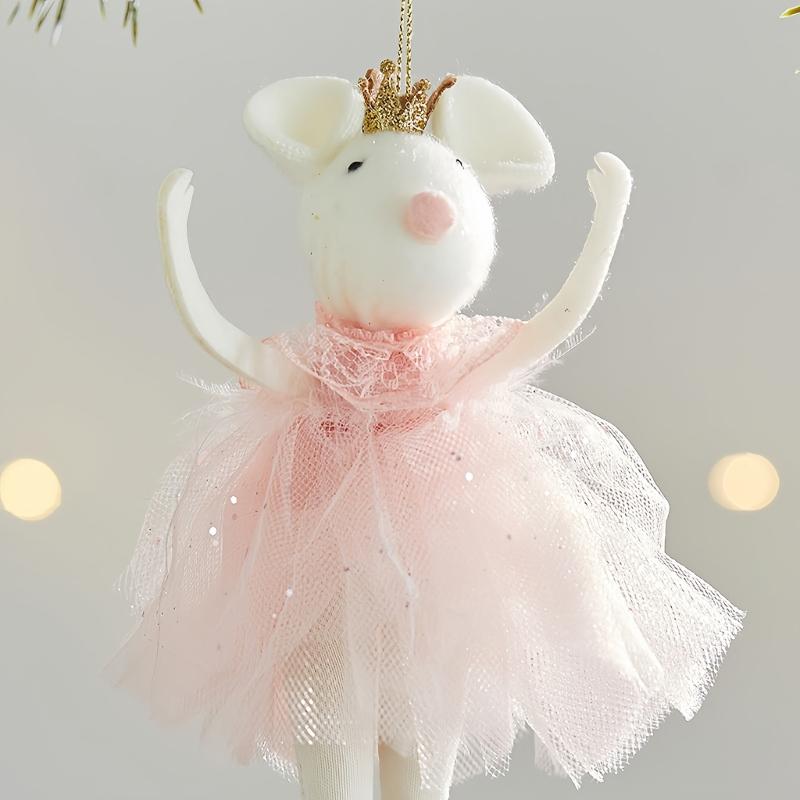 Crowned Angel Hanging Decoration Plush Girl Mouse Doll Pendant For Christmas Decorations