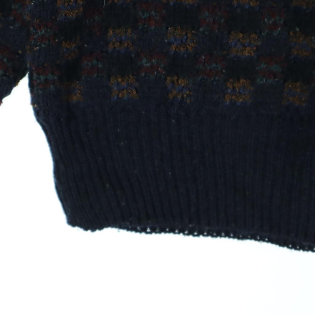 TOWNCRAFT 90er Jahre Altes Karomuster Langarm Strick L Marineblau System Herren Gebraucht
