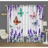 Wisteria Flower Butterfly Kitchen Decor Curtain Wall Style Background Green Leaf Fit Living Room Bedroom Decor 2 Panels