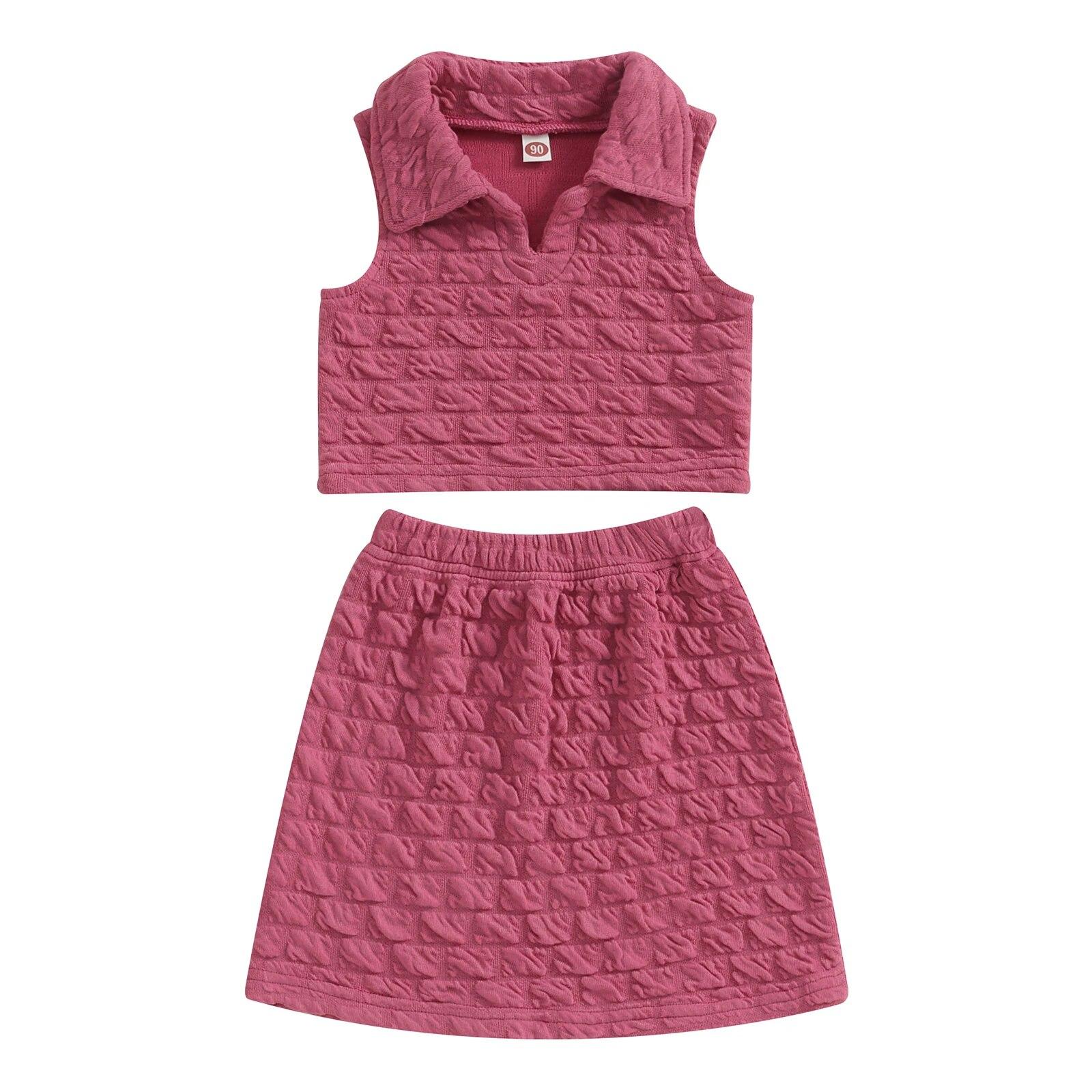 

Citgeett/летняя детская одежда для девочек, топы без рукавов, однотонная юбка трапециевидной формы, повседневный комплект одежды 6T розовый