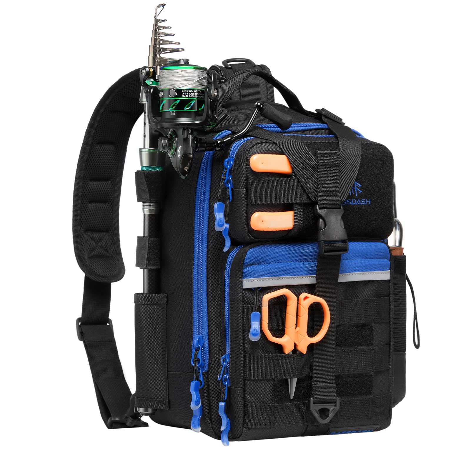

Bassdash FP07 4-Way Fishing Bag, Water-Resistant Tactical Backpack with Rod Holder and Breathable Back MOLLE Expansion