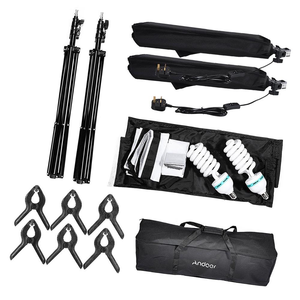 Photography Studio Cube Umbrella Softbox Light Lighting Tent Kit Photo Video Equipment 2 * 135W Bulb 2 * Tripod Stand 2