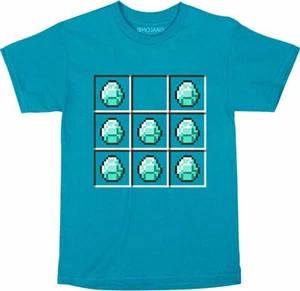 Minecraft Diamond Crafting Boys Kids Blue Turquoise T Shirt Minecraft Tee