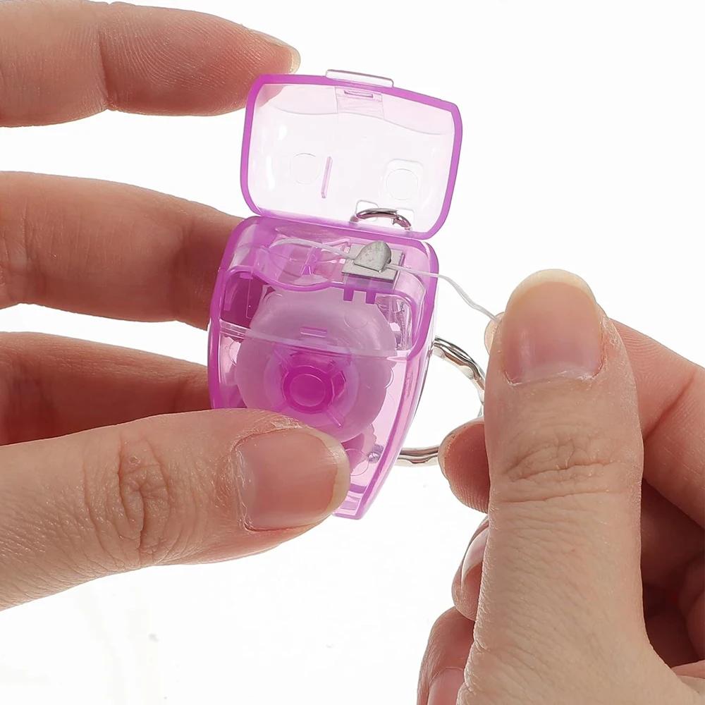 50Pcs Dental Floss Interdental Pick Stick With Keychain Tooth Cleaning Portable 15m Flosser Wire Teeth Oral Care