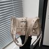 Trendy Punk Style Armpit Bag Large Capacity Underarm Bag Vintage Style Handbag Rivet Design Shoulder Bag For Women