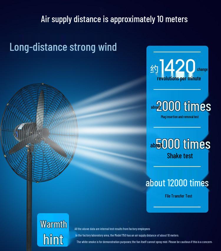 Industrial Wall-Mounted High-Power Oscillating Floor Fan with Large Air Volume