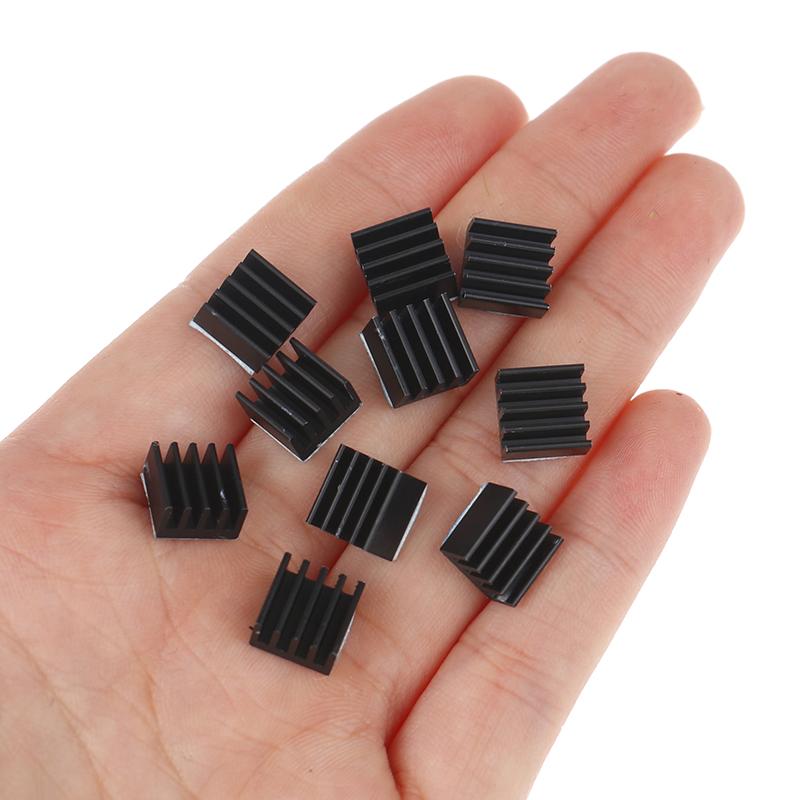 10Pcs  8.8X8.8X5Mm Black Aluminum Heatsink Cooling Radiator With Thermal Pad