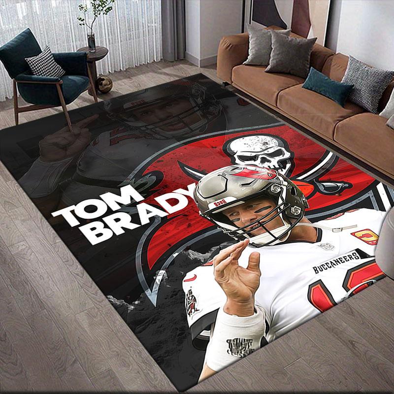 Brady Flannel Printed Carpet, Home Sofa Decoration for Living Room & Bedroom, Non‑Slip Play Flannel Floor Mat for Game Room