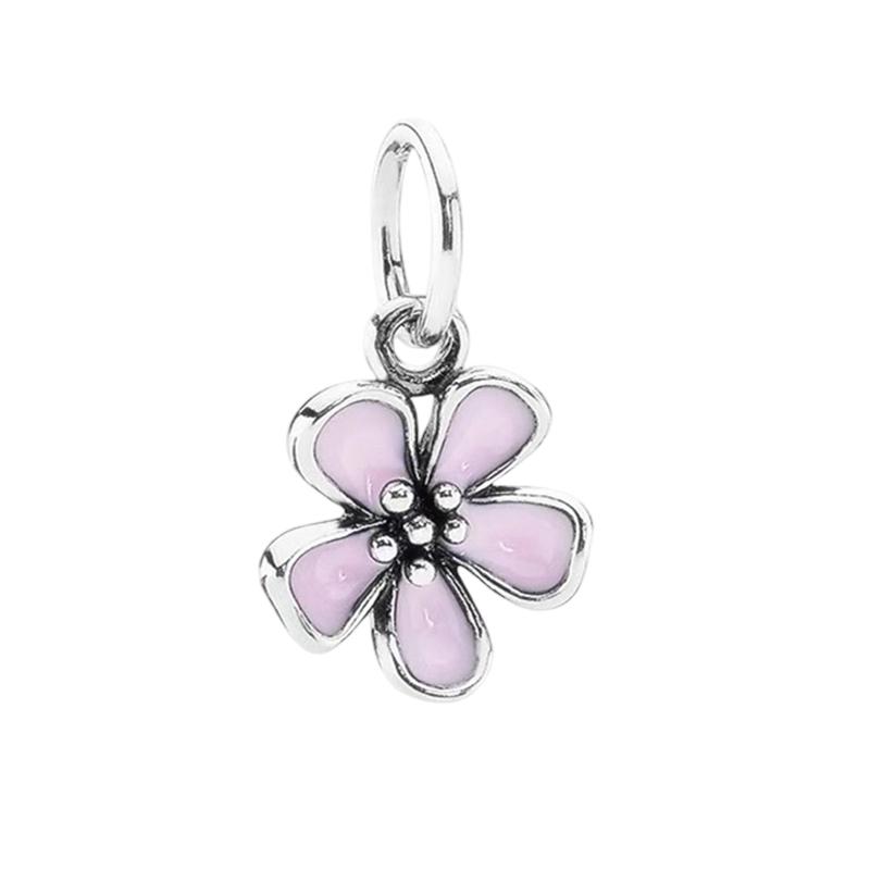 Pink Flowers Series Charm Beads Daisy Flower Clip Cherry Blossom Rose In Bloom Fit Original Bracelets Diy Jewelry Gifts