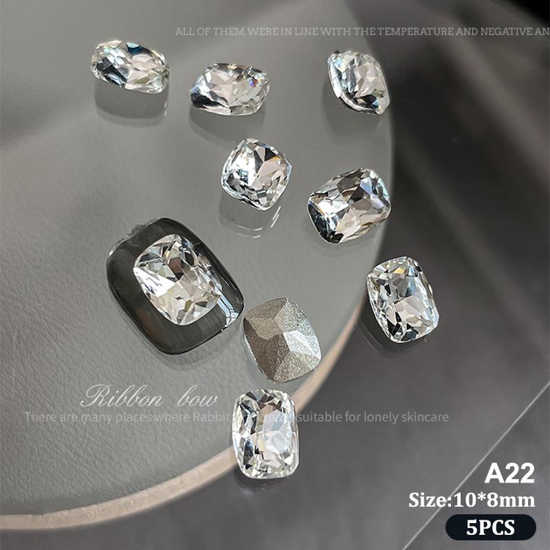 5Pcs Sparkle Sharp Diamond Nail Art Rhinestones Jewel Decoration Mix Clear White Nail Charms Ornaments