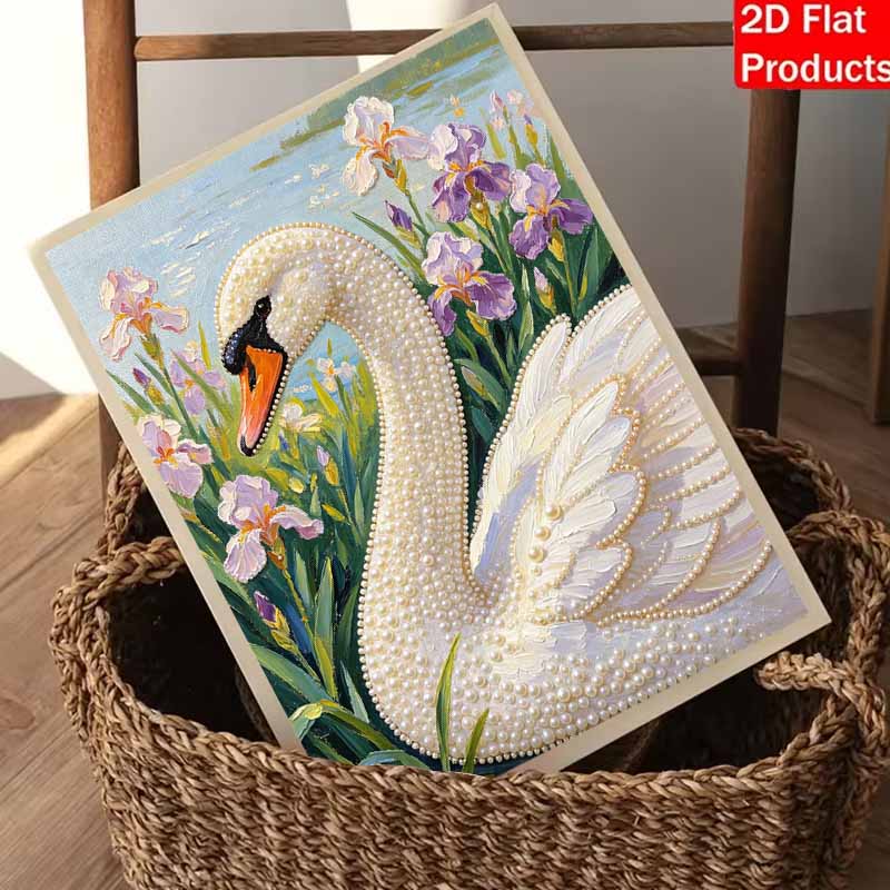Pearl Painting Kit Swan Flower Theme Painting Art Handmade Diy Home Decoration Painting