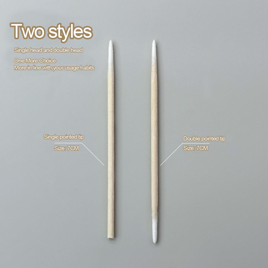 100pcs Nails Wood Cotton Swab Clean Sticks Buds Tip Wooden Cotton Head For UV Gel Polish Remover Nail Art Tools
