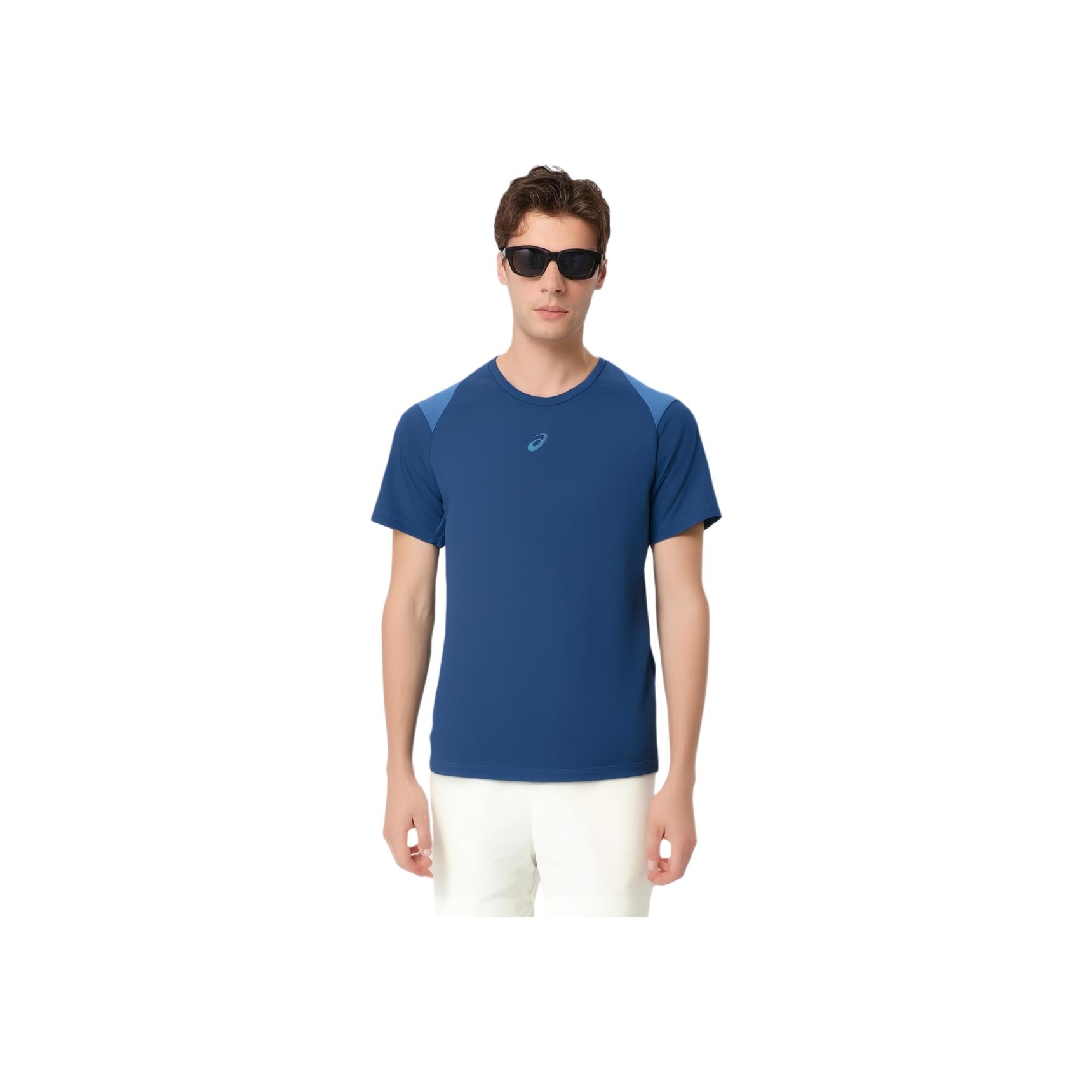 

Asics Sports Lifestyle Series Logo Moisture-Wicking UV-Resistant Sun Protection Running Crew Neck Short Sleeve T-Shirt Men Tops Dark-Blue 2011D336-400 L