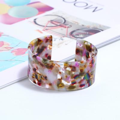 Acetate Resin Open Bracelet Floral Print Leopard Bangle Jewelry Charms for Women