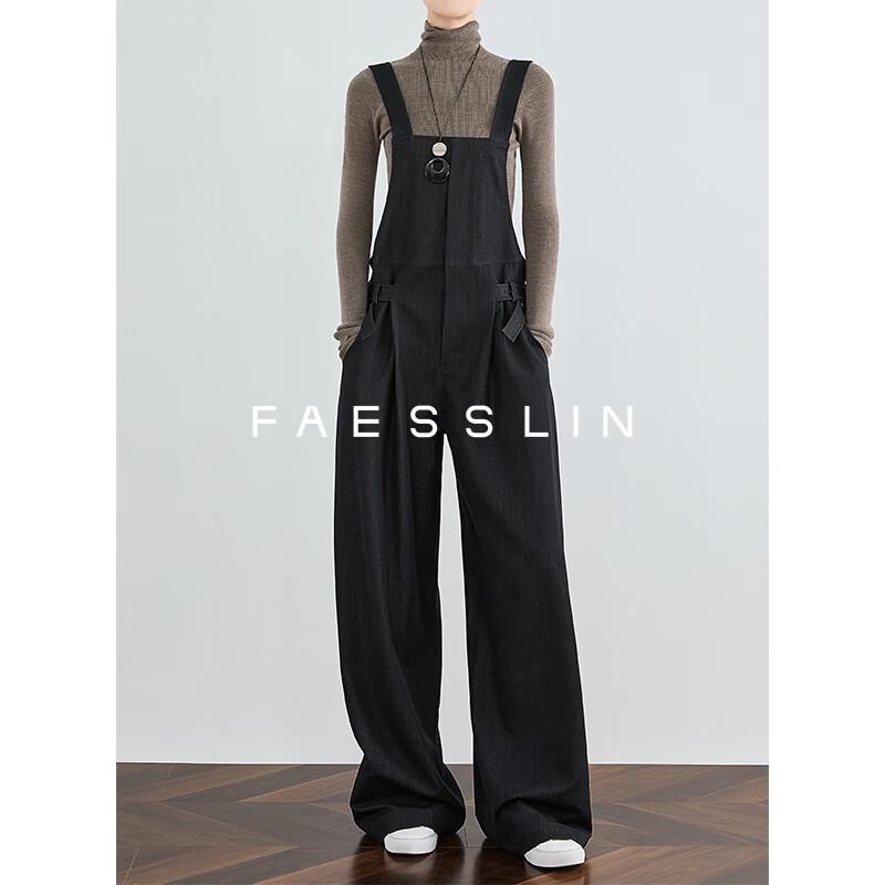 

FAESSLIN Women s Tall High-Waist Wide-Leg Suspender Denim Overalls One Size