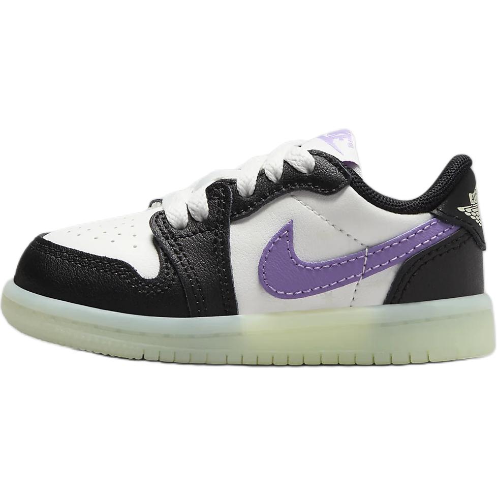 

New Jordan Air Jordan 1 Anti-Slip Wear-Resistant Low-Top Toddler Shoes White Purple Black Infant And Toddler HF0412-001 25